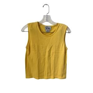 Vintage Lilly Pulitzer 100% Cotton Yellow Knit Tank Top Size Small